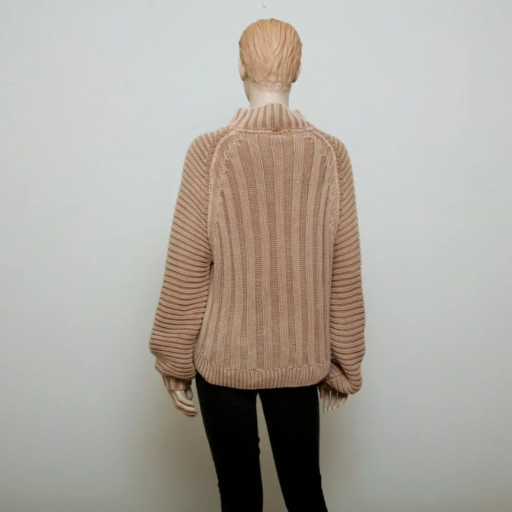 Free People Sweetheart Mock Neck Dolman Sleeve‎ Knit Sweater Tan Women Size SP